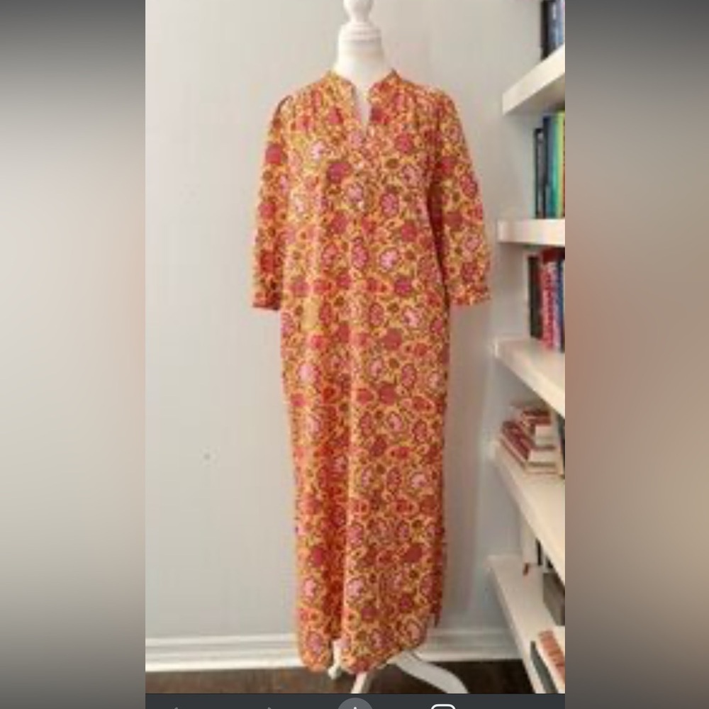 NWT Anthropologie DRA Vibrant Floral Maxi Dress in Mustard and Pink Medium
